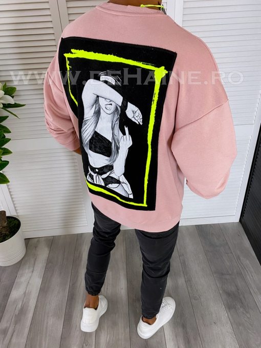 Bluza barbati slim fit roz cu imprimeu K203 N7-3.2-Lichidari