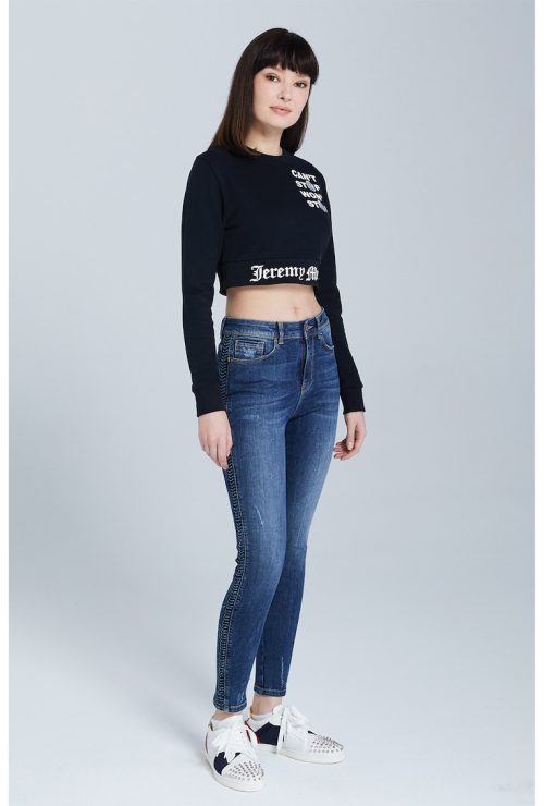 Bluza crop de trening din bumbac organic-FEMEI/IMBRACAMINTE/Hanorace-IMBRACAMINTE/Hanorace