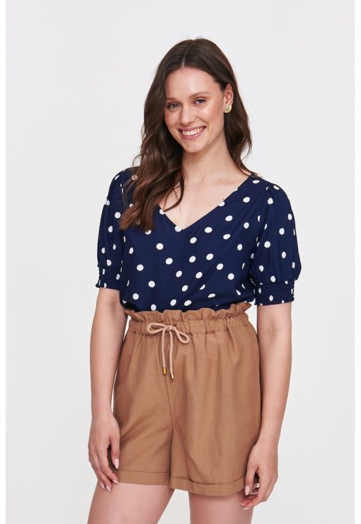 Bluza cu decolteu in V si buline-FEMEI/IMBRACAMINTE/Bluze-IMBRACAMINTE/Bluze