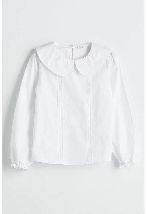 Bluza cu model uni si guler Peter Pan-FETE/IMBRACAMINTE/Bluze-IMBRACAMINTE/Bluze