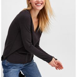 Bluza de bumbac cu decolteu in V-FEMEI/IMBRACAMINTE/Bluze-IMBRACAMINTE/Bluze