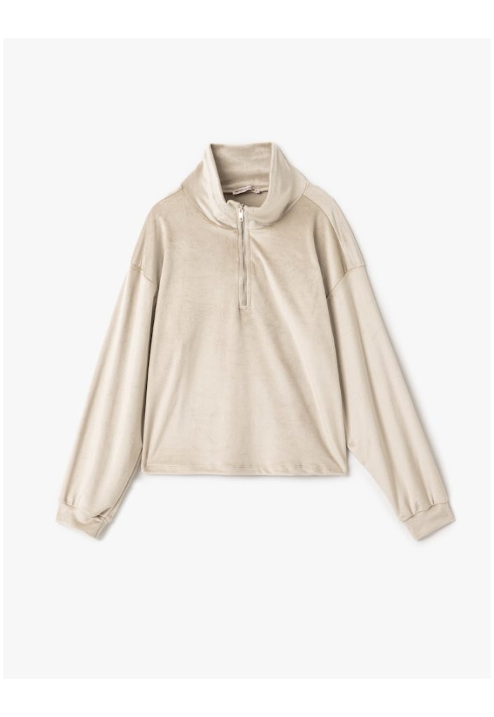 Bluza de casa din catifea cu fermoar scurt-FEMEI/IMBRACAMINTE/Pijamale si halate de baie-IMBRACAMINTE/Pijamale si halate de baie
