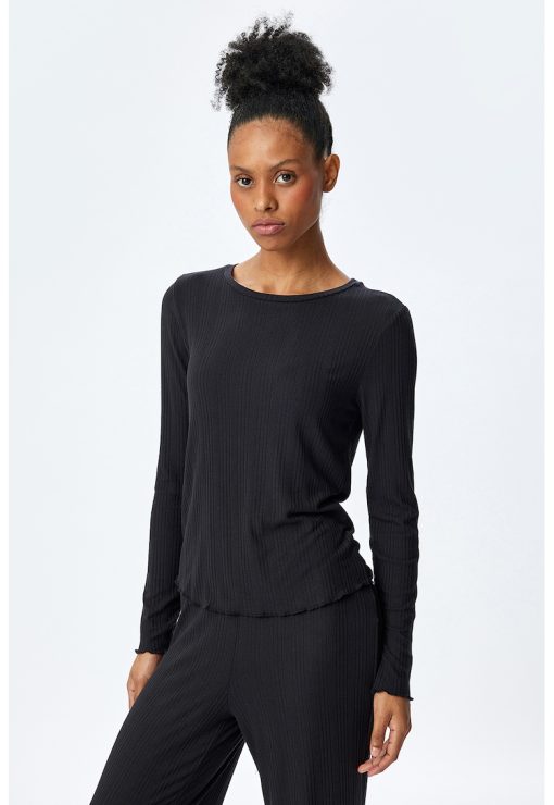 Bluza de pijama din amestec de modal cu decolteu rotund-FEMEI/IMBRACAMINTE/Pijamale si halate de baie-IMBRACAMINTE/Pijamale si halate de baie