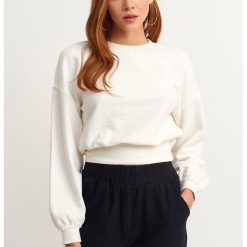 Bluza de trening crop cu decolteu la baza gatului-FEMEI/IMBRACAMINTE/Hanorace-IMBRACAMINTE/Hanorace