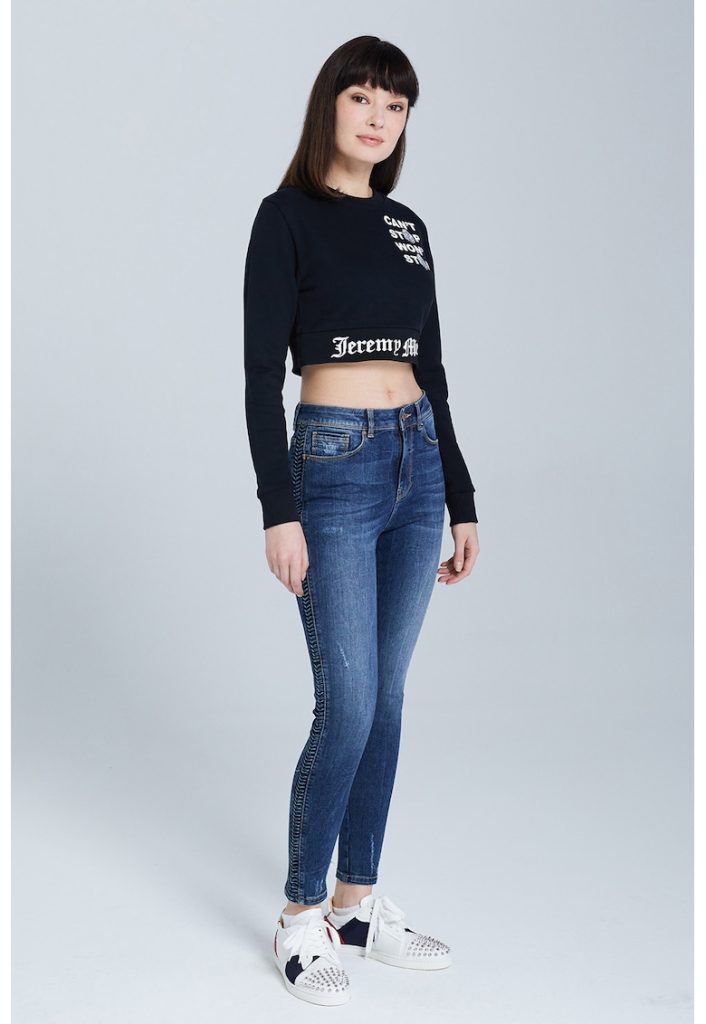 Bluza de trening crop din bumbac organic-FEMEI/IMBRACAMINTE/Hanorace-IMBRACAMINTE/Hanorace