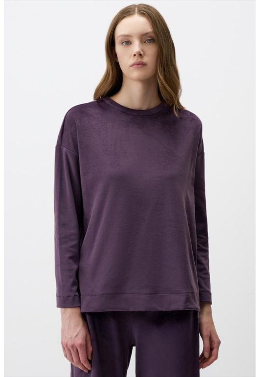 Bluza de trening cu model uni si maneci cazute-FEMEI/IMBRACAMINTE/Hanorace-IMBRACAMINTE/Hanorace