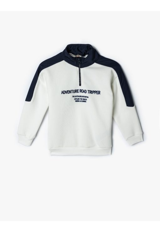 Bluza de trening din amestec de bumbac cu fenta cu fermoar-BAIETI/IMBRACAMINTE/Bluze-IMBRACAMINTE/Bluze