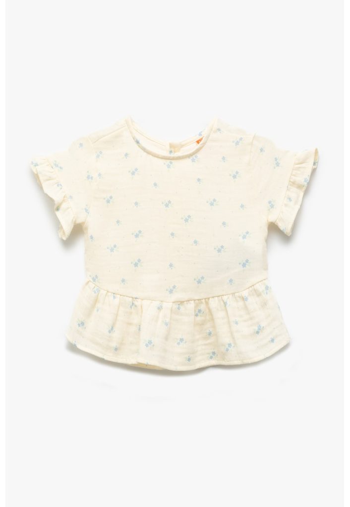 Bluza din bumbac cu detalii cu volane si model floral-FETE/IMBRACAMINTE/Bluze-IMBRACAMINTE/Bluze