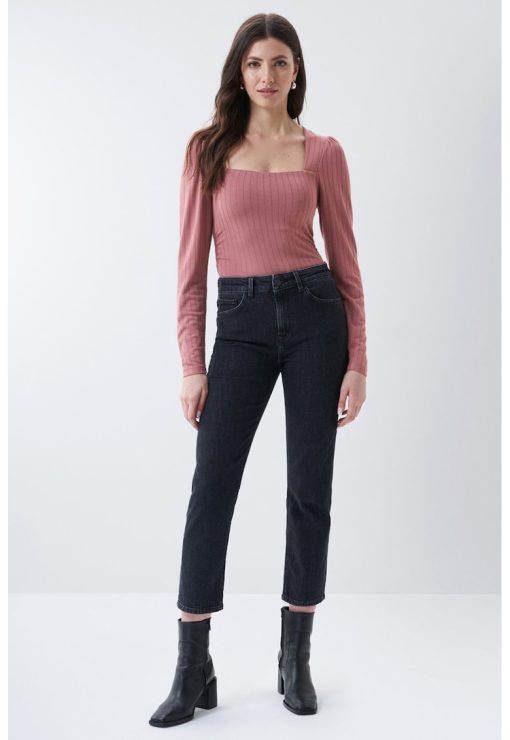 Bluza slim-fit cu decolteu patrat-FEMEI/IMBRACAMINTE/Bluze-IMBRACAMINTE/Bluze
