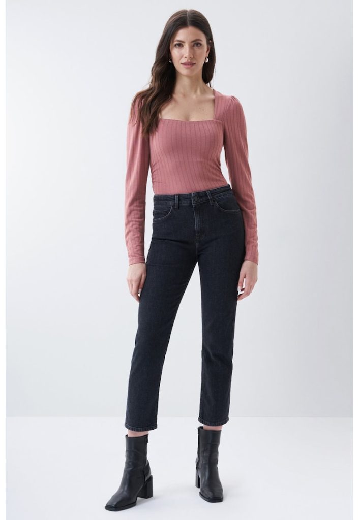 Bluza slim-fit cu decolteu patrat-FEMEI/IMBRACAMINTE/Bluze-IMBRACAMINTE/Bluze