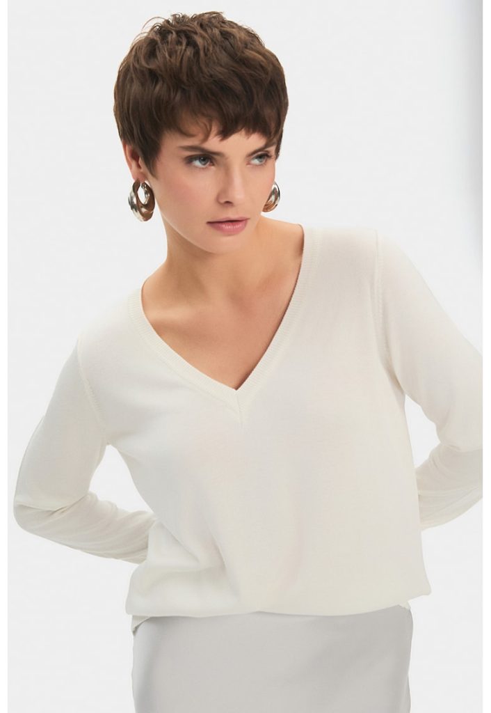 Bluza tricotata fin cu decolteu in V-FEMEI/IMBRACAMINTE/Bluze-IMBRACAMINTE/Bluze