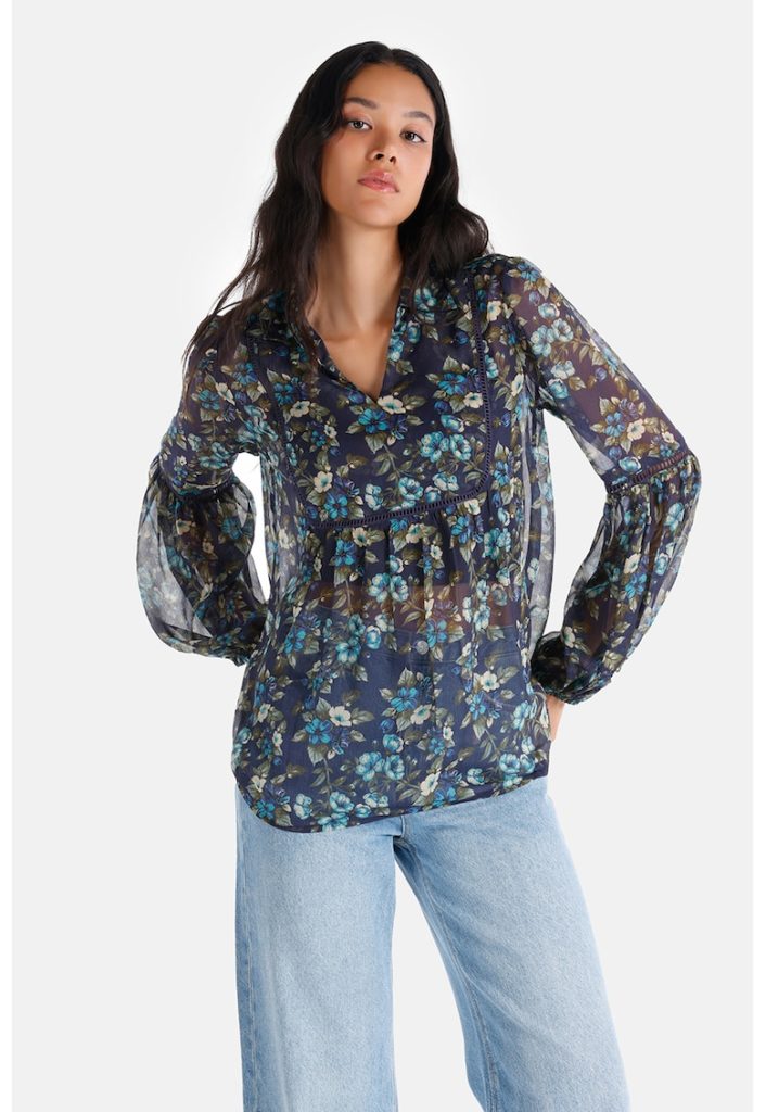 Bluza vaporoasa cu imprimeu-FEMEI/IMBRACAMINTE/Bluze-IMBRACAMINTE/Bluze