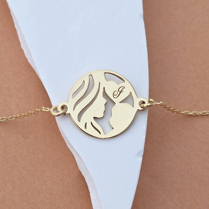 Brățară Mama și Bebe cu Bănuț Personalizat și Inimă Gravată - Argint 925 placat cu Aur Galben 18K-Toate >> Argint 925 >> Bratari Argint >> Noutati