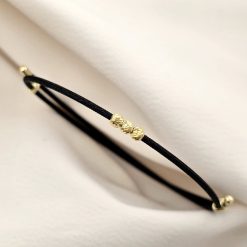 Brățară cu Șnur negru Gros și 3 Biluțe din Argint 925 Placat cu Aur Galben 18K-Toate >> Argint 925 >> Bratari Argint >> Noutati