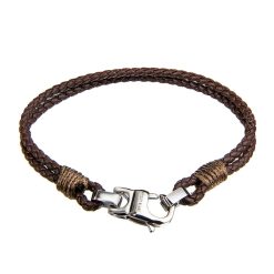 Bratara impletita din piele cu sirag dublu-FEMEI/GENTI SI ACCESORII/Bijuterii-GENTI SI ACCESORII/Bijuterii