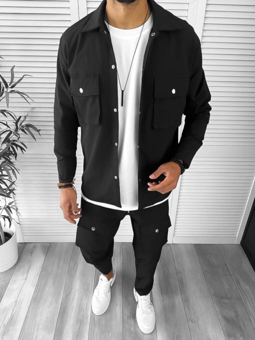 Camasa barbati slim fit negru  6050a N7-4.1-Camasi barbati