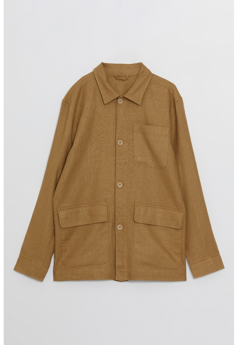 Camasa din amestec de in cu buzunare multiple-BARBATI/IMBRACAMINTE/Camasi-IMBRACAMINTE/Camasi