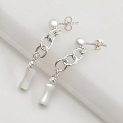 Cercei Curgatori cu Perle Bambus – Argint 925-Colectii >> Comori Perlate >> Noutati