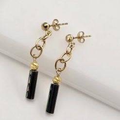 Cercei Curgatori cu Perle Tubulare – Argint 925 placat cu Aur 18K-Colectii >> Comori Perlate >> Noutati