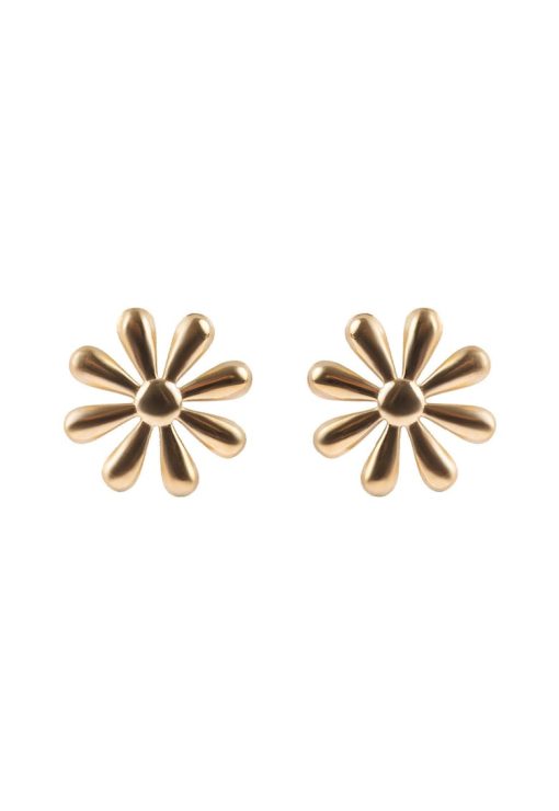 Cercei cu tija - in forma de floare - placati cu aur de 18K-FEMEI/GENTI SI ACCESORII/Bijuterii-GENTI SI ACCESORII/Bijuterii