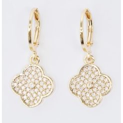 Cercei in forma de floare cu zirconia-FEMEI/GENTI SI ACCESORII/Bijuterii-GENTI SI ACCESORII/Bijuterii