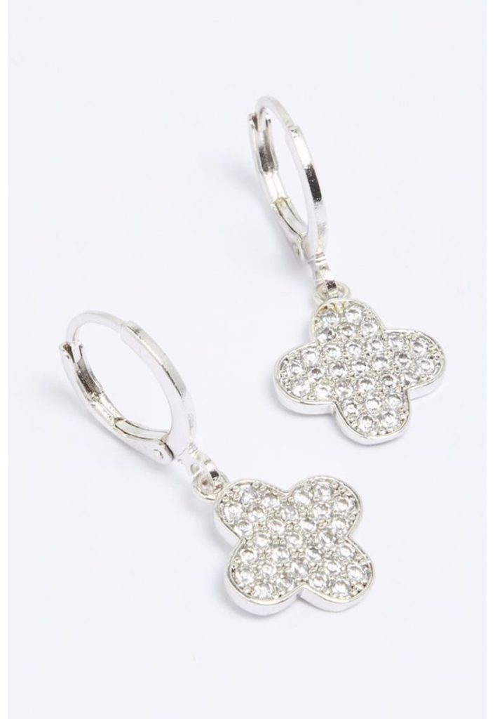 Cercei in forma de floare cu zirconia-FEMEI/GENTI SI ACCESORII/Bijuterii-GENTI SI ACCESORII/Bijuterii