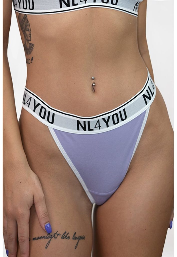Chiloti din amestec de bumbac cu logo in talie - Alb - Lila-FEMEI/IMBRACAMINTE/Lenjerie intima-IMBRACAMINTE/Lenjerie intima