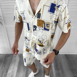 Compleu de vara camasa imprimeu + pantaloni 12058 O2-3.2-Recent adaugate