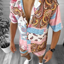 Compleu de vara camasa imprimeu  + pantaloni 12745 O4-1.1-Recent adaugate