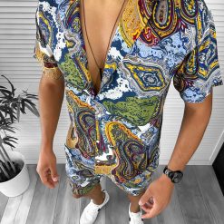 Compleu de vara camasa imprimeu  + pantaloni 12762 16-2-Recent adaugate