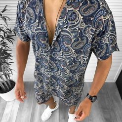 Compleu de vara camasa imprimeu  + pantaloni 12780 D10-5-Recent adaugate