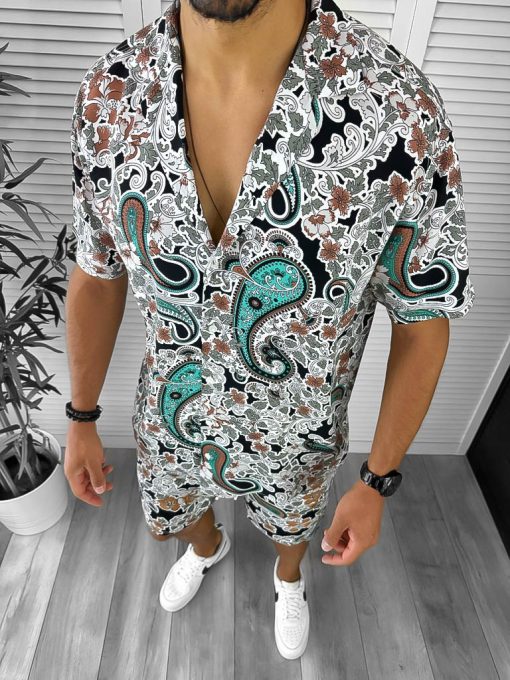 Compleu de vara camasa imprimeu + pantaloni 12838 16-3-Recent adaugate