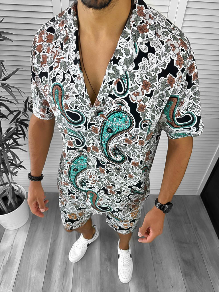 Compleu de vara camasa imprimeu + pantaloni 12838 16-3-Recent adaugate