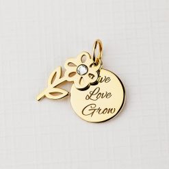 ELM Charm - Banut si floare - Argint 925 placat cu Aur Galben 18K-ELEMENT for OPTIONS >> ELM-CHARM