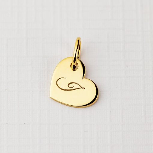 ELM Charm - Inima cu initiala - Argint 925 placat cu Aur Galben 18K-ELEMENT for OPTIONS >> ELM-CHARM