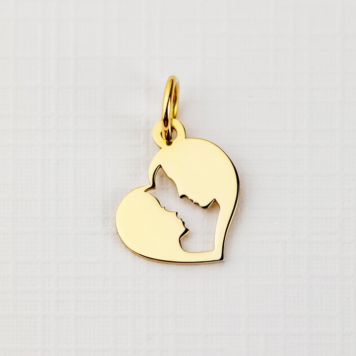 ELM Charm - Inima cuplu - Argint 925 placat cu Aur Galben 18K-ELEMENT for OPTIONS >> ELM-CHARM