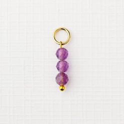 ELM Charm - Sirag 3 Ametist fatetat - Argint 925 placat cu Aur Galben 18K-ELEMENT for OPTIONS >> ELM-CHARM