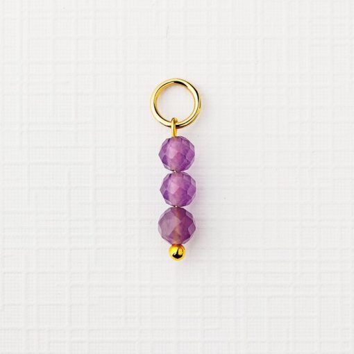 ELM Charm - Sirag 3 Ametist fatetat - Argint 925 placat cu Aur Galben 18K-ELEMENT for OPTIONS >> ELM-CHARM