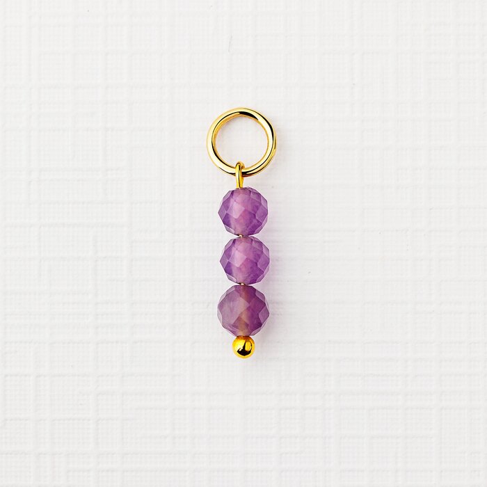 ELM Charm - Sirag 3 Ametist fatetat - Argint 925 placat cu Aur Galben 18K-ELEMENT for OPTIONS >> ELM-CHARM