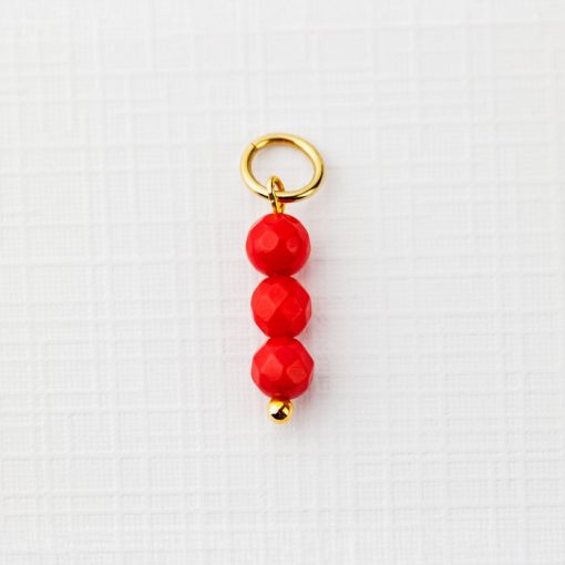 ELM Charm - Sirag 3 Coral fatetat - Argint 925 placat cu Aur Galben 18K-ELEMENT for OPTIONS >> ELM-CHARM
