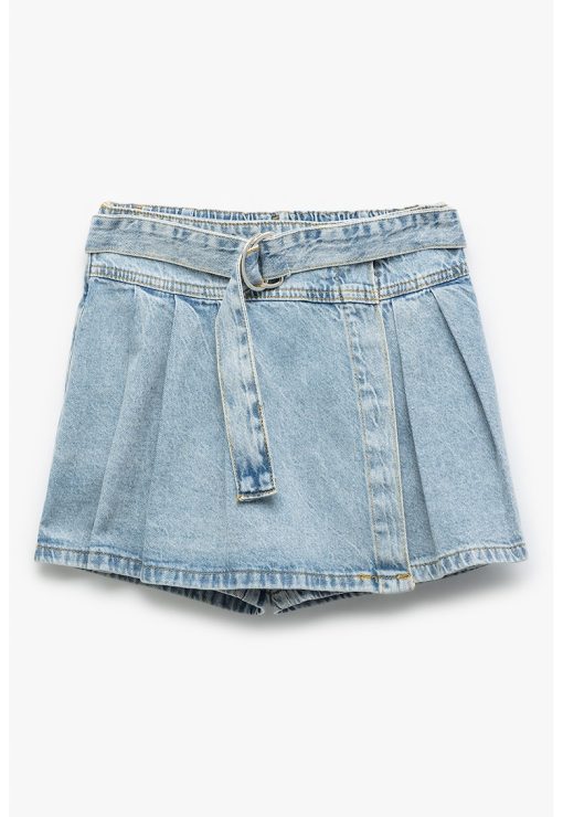 Fusta-pantalon din denim cu o curea-FETE/IMBRACAMINTE/Sorturi-IMBRACAMINTE/Sorturi