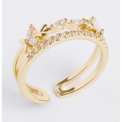 Inel ajustabil decorat cu cristale zirconia-FEMEI/GENTI SI ACCESORII/Bijuterii-GENTI SI ACCESORII/Bijuterii