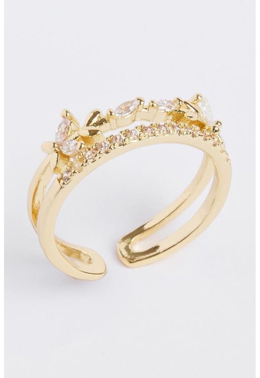 Inel ajustabil decorat cu cristale zirconia-FEMEI/GENTI SI ACCESORII/Bijuterii-GENTI SI ACCESORII/Bijuterii