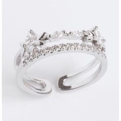 Inel ajustabil decorat cu cristale zirconia-FEMEI/GENTI SI ACCESORII/Bijuterii-GENTI SI ACCESORII/Bijuterii