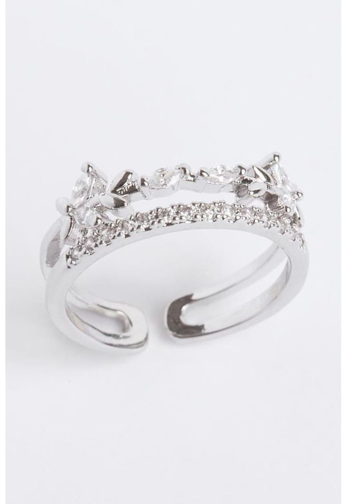 Inel ajustabil decorat cu cristale zirconia-FEMEI/GENTI SI ACCESORII/Bijuterii-GENTI SI ACCESORII/Bijuterii