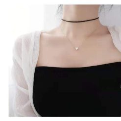 Lantisor argint 925 JW563 model inima placat cu rodiu 4