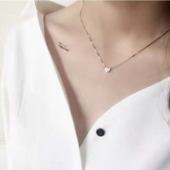 Lantisor argint 925 JW563 model inima placat cu rodiu 5