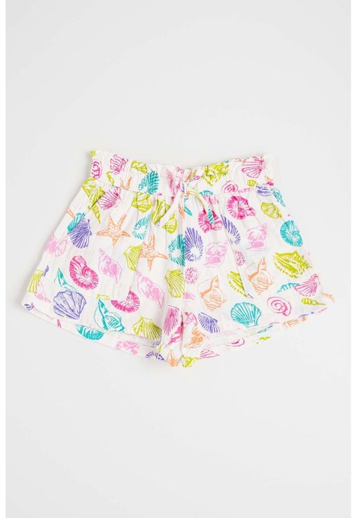 Pantaloni scurti cu imprimeu grafic-FETE/IMBRACAMINTE/Sorturi-IMBRACAMINTE/Sorturi