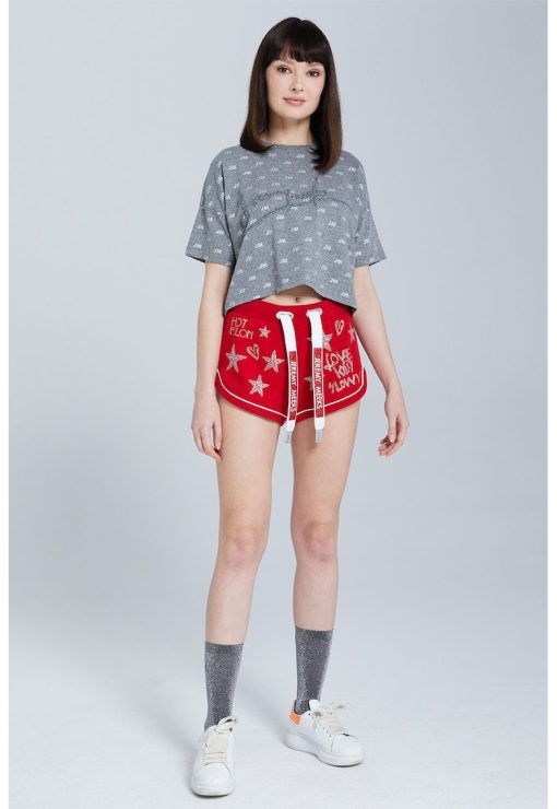 Pantaloni scurti cu strasuri-FEMEI/IMBRACAMINTE/Pantaloni si colanti-IMBRACAMINTE/Pantaloni si colanti