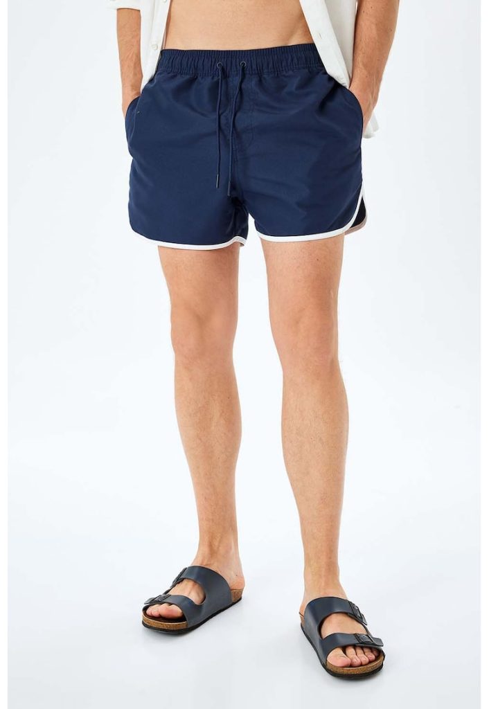 Pantaloni scurti de baie cu detalii contrastante-BARBATI/IMBRACAMINTE/Costume de baie-IMBRACAMINTE/Costume de baie